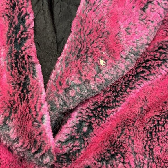 Vintage Morbid Threads Faux Fur Coat Womens Medium Pink One Button USA - Picture 4 of 16